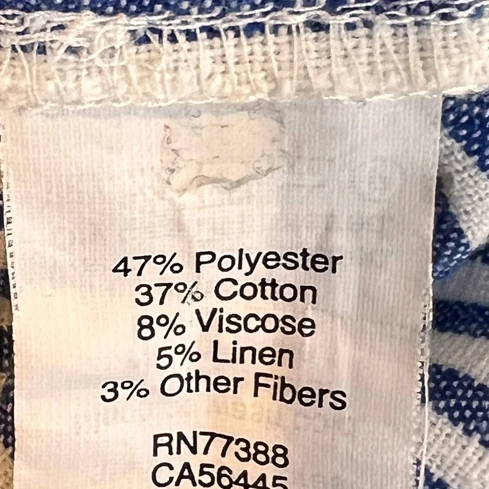 J.Crew Striped Linen Blend Cold Shoulder Ruffle Blouse Blue White Womens Size 00